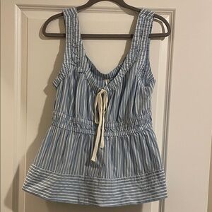 Anthropologie Blue and White Striped Sleeveless Blouse